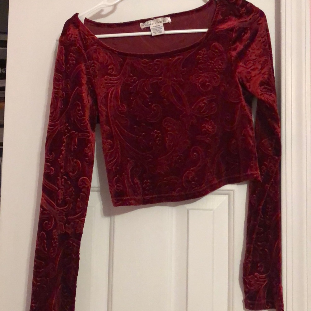 Velvet Christmas red crop top